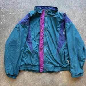 Vtg Tourney gore tex Jacket size Large Classic 90s Blue Magenta outdoor gorpcore